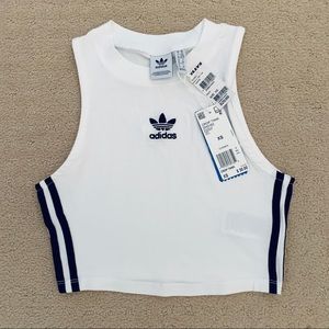 Adidas White crop tank top